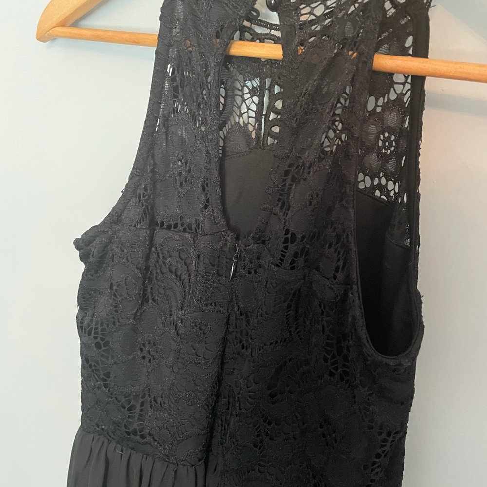 High neck lace and chiffon dress